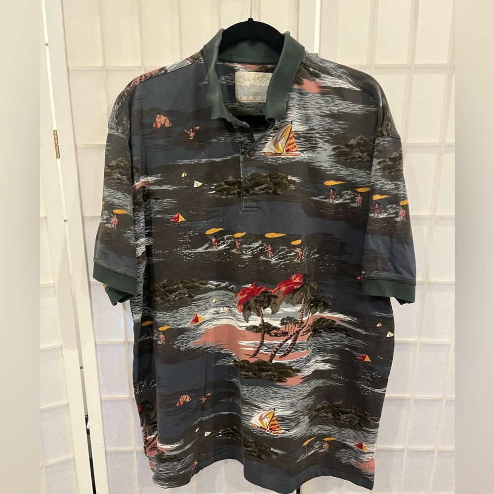 Island Fever patterned polo size L